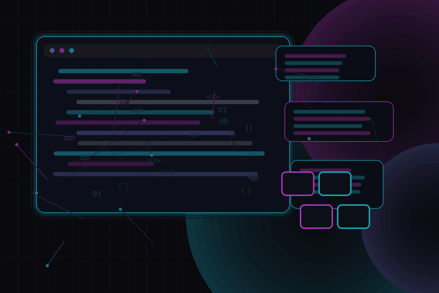 Technical editorial illustration for Kinsta, DigitalOcean, AWS, and cloud hosting choices for WordPress projects