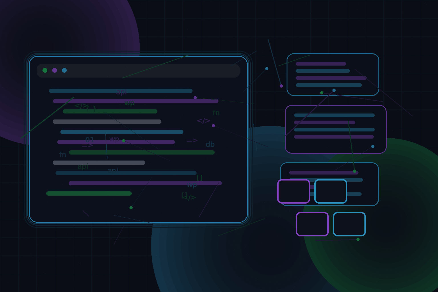 Technical editorial illustration for WordPress and LiteSpeed server benefits