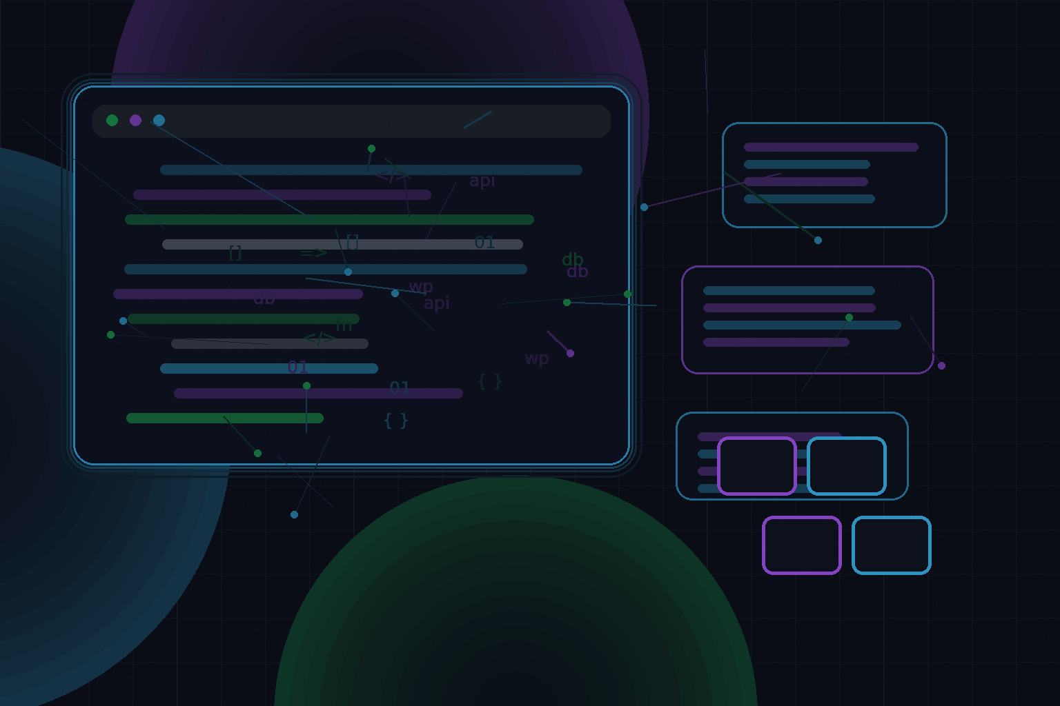 Technical editorial illustration for WordPress and LiteSpeed server benefits