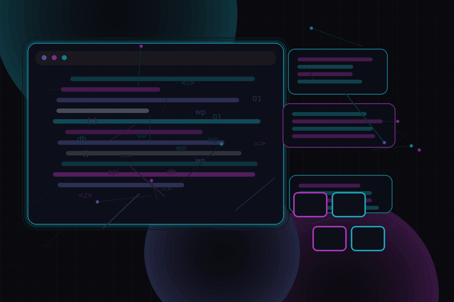 Technical editorial illustration for WordPress and LiteSpeed server benefits