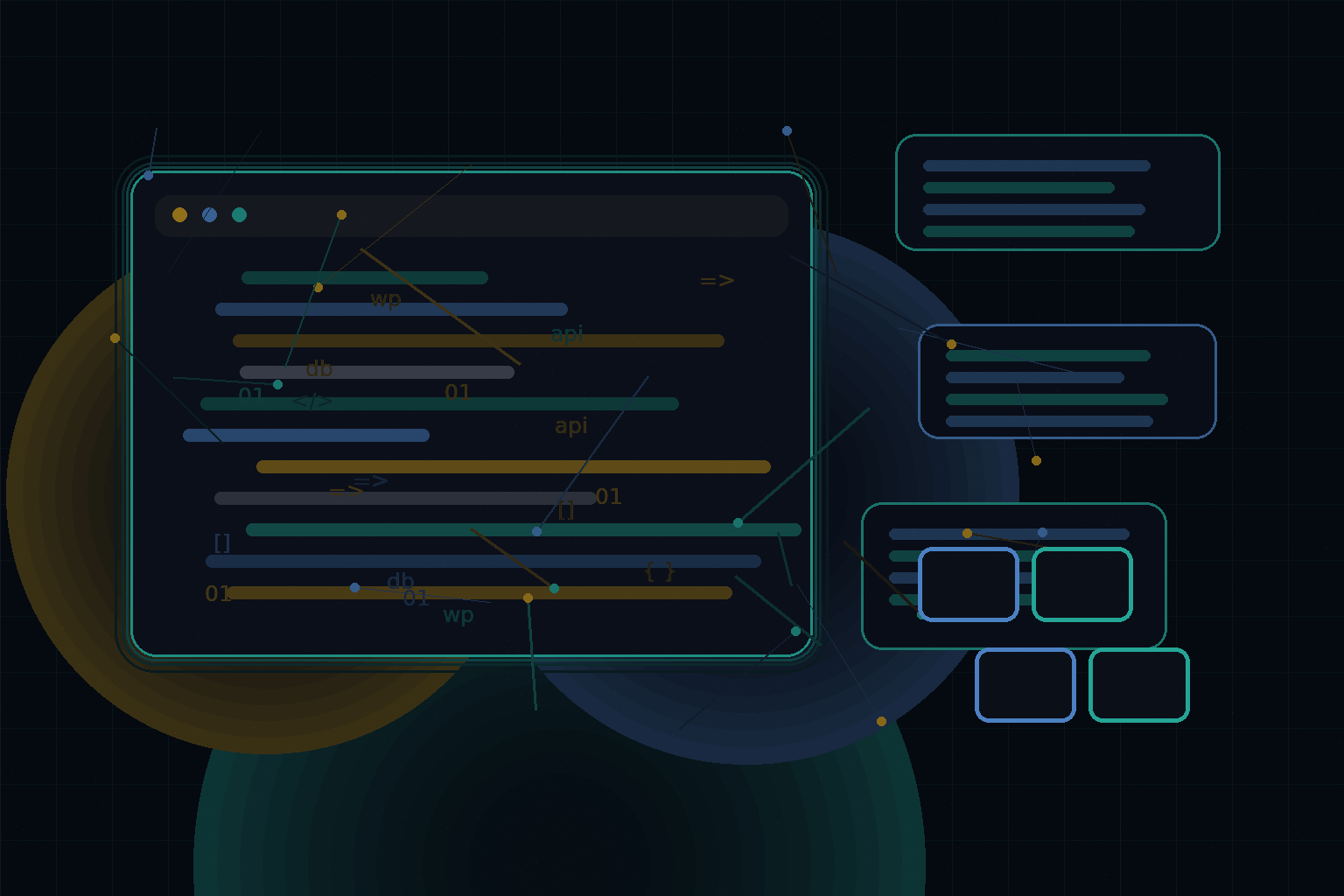 Technical editorial illustration for WordPress and LiteSpeed server benefits