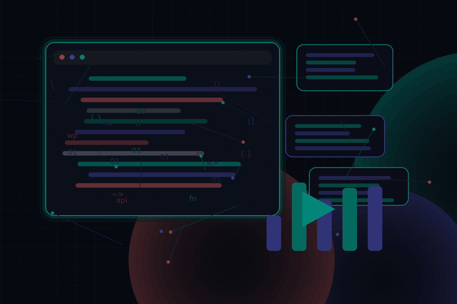 Technical editorial illustration for Performance budgeting for WordPress websites with rich media and animations