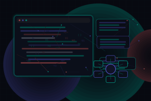 Dark technical editorial illustration for Combining Laravel frontends with WordPress as a content backend