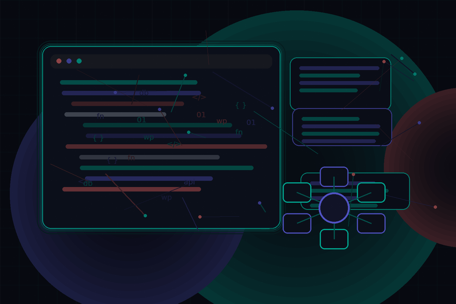 Technical editorial illustration for Combining Laravel frontends with WordPress as a content backend