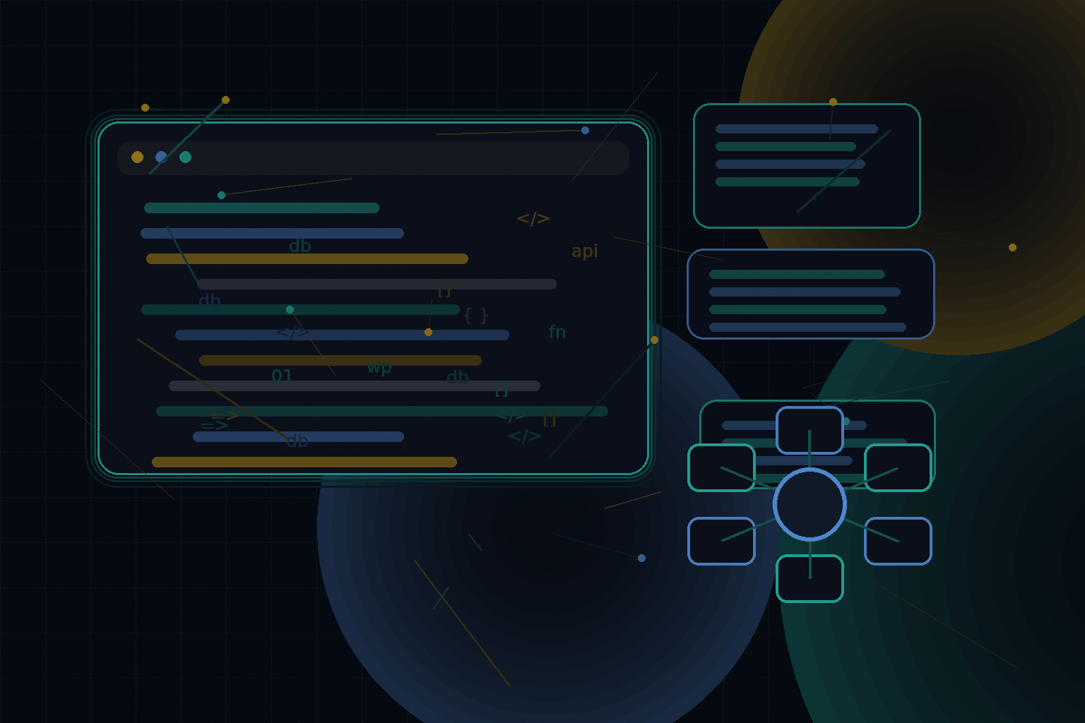 Technical editorial illustration for Common WordPress issues and how to fix them