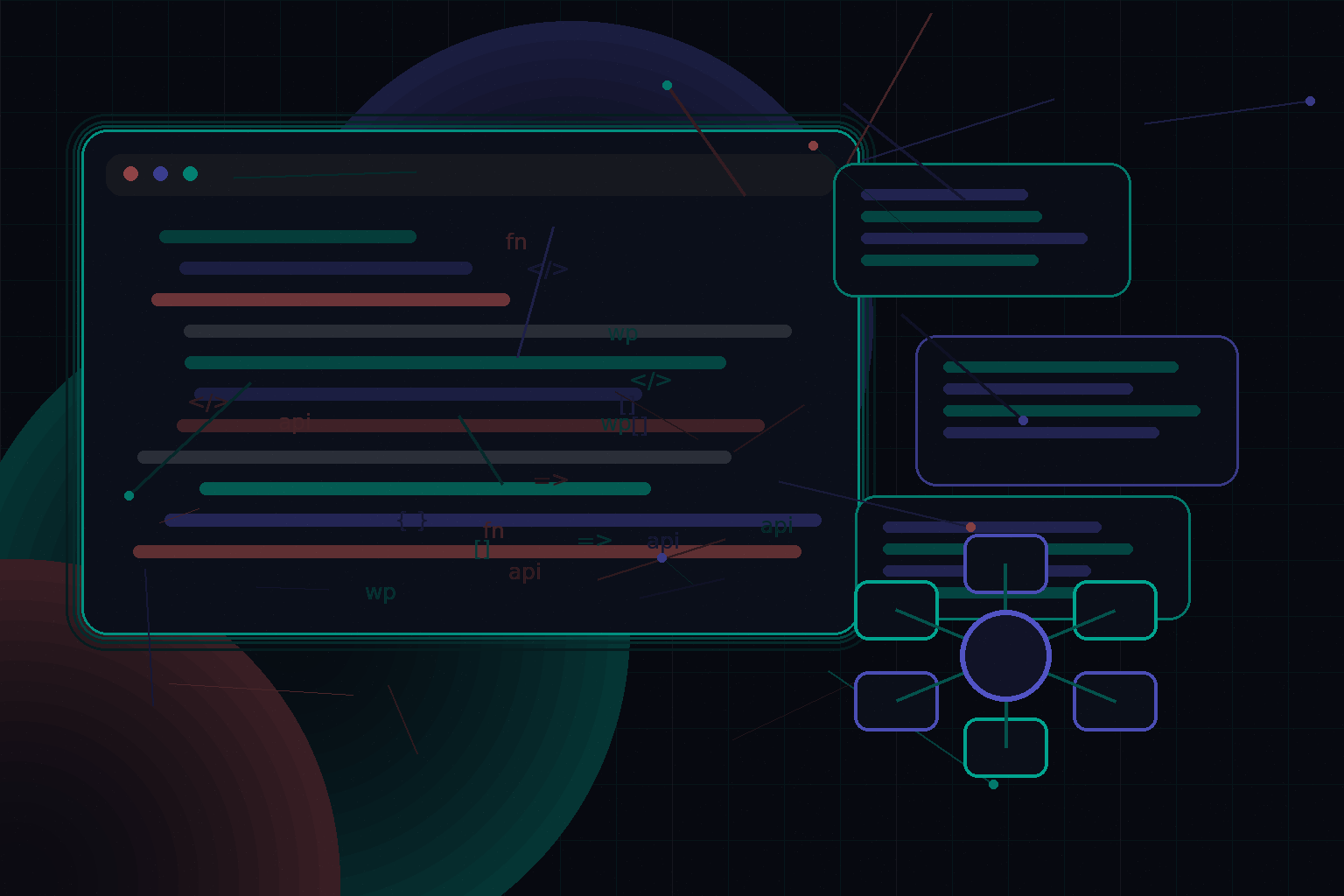 Technical editorial illustration for Building custom WordPress plugins for business automation