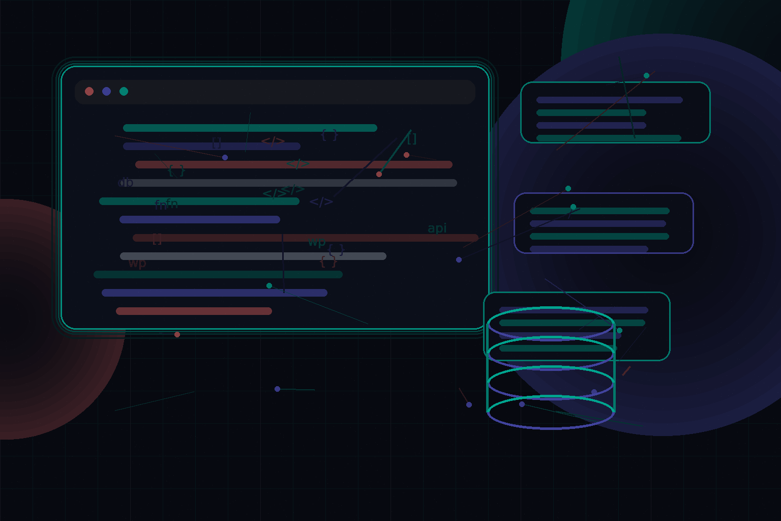 Technical editorial illustration for WooCommerce performance tips for stores with large product databases