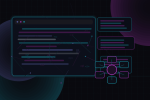 Dark technical editorial illustration for Multisite WordPress architecture for managing multiple client or regional websites