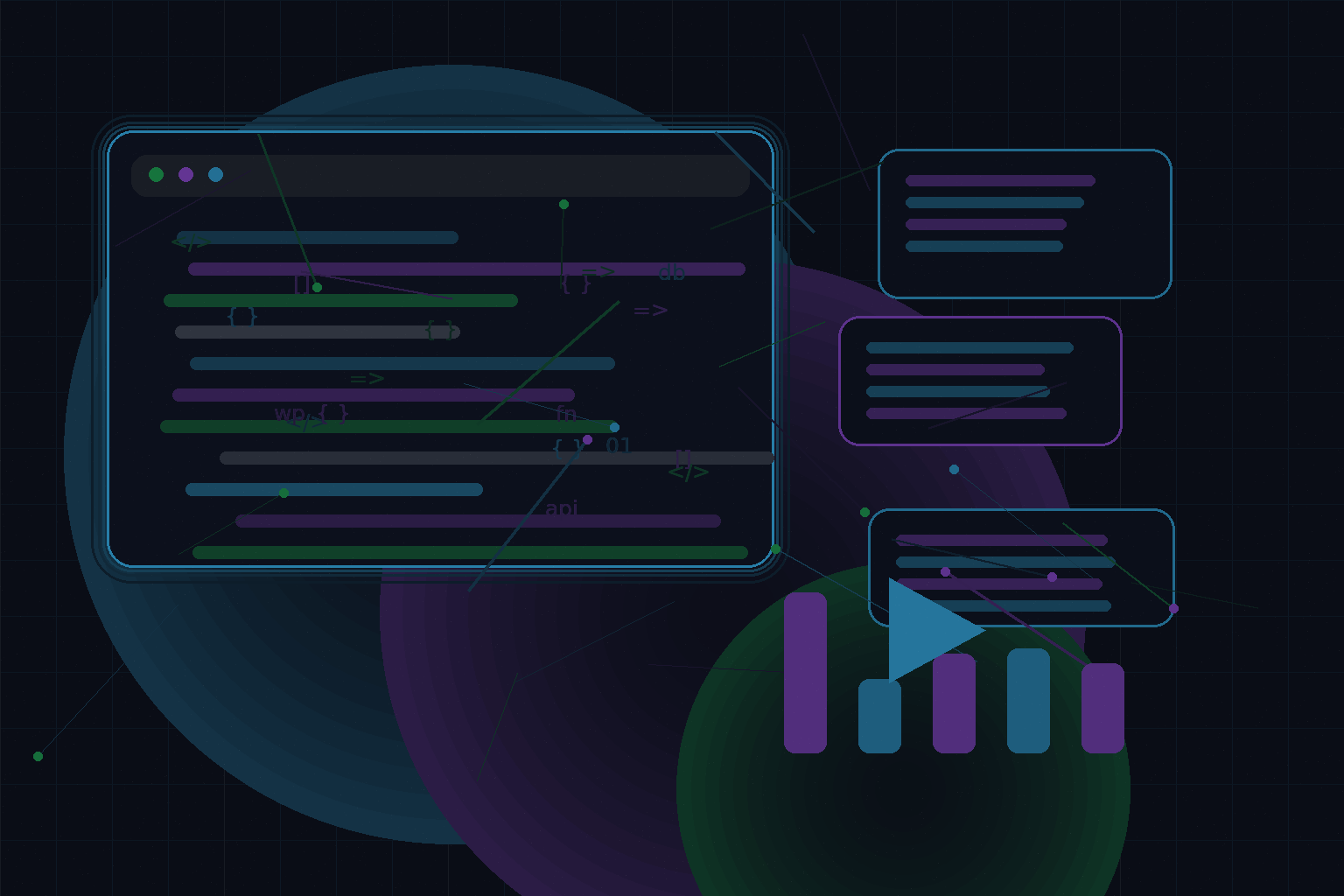 Technical editorial illustration for WordPress media pipelines with WebP, AVIF, responsive images, and CDN delivery
