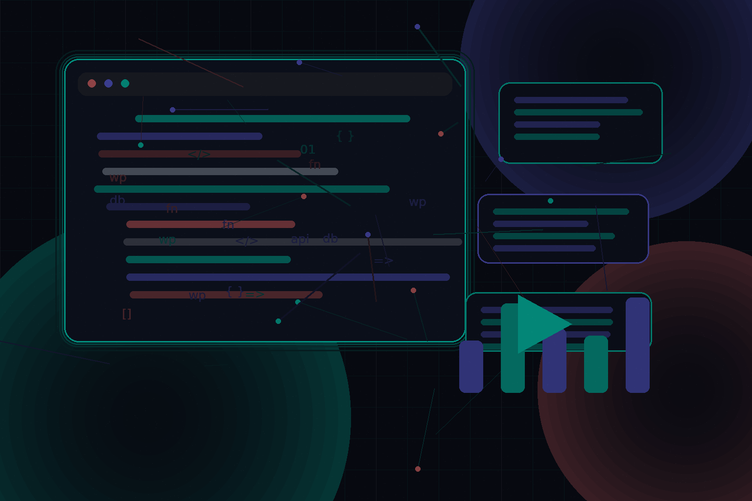 Technical editorial illustration for WordPress media pipelines with WebP, AVIF, responsive images, and CDN delivery