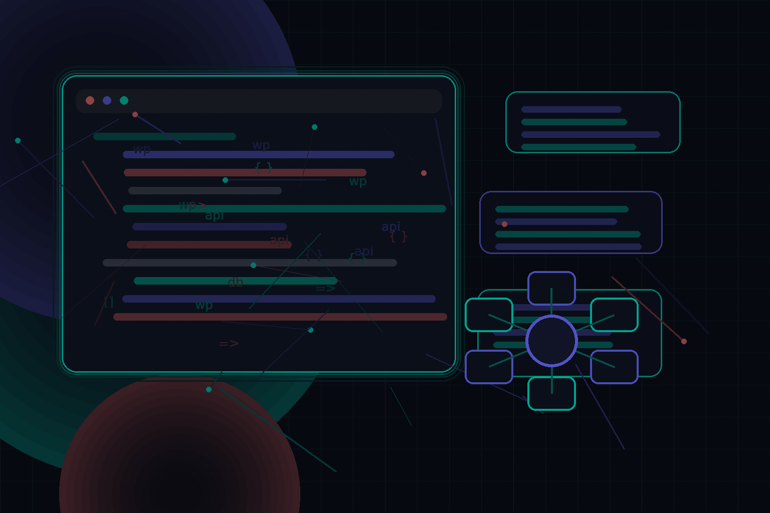 Technical editorial illustration for Building WordPress websites that are easier for clients to edit
