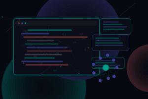 Dark technical editorial illustration for WordPress and email deliverability: SMTP, transactional mail, and debugging