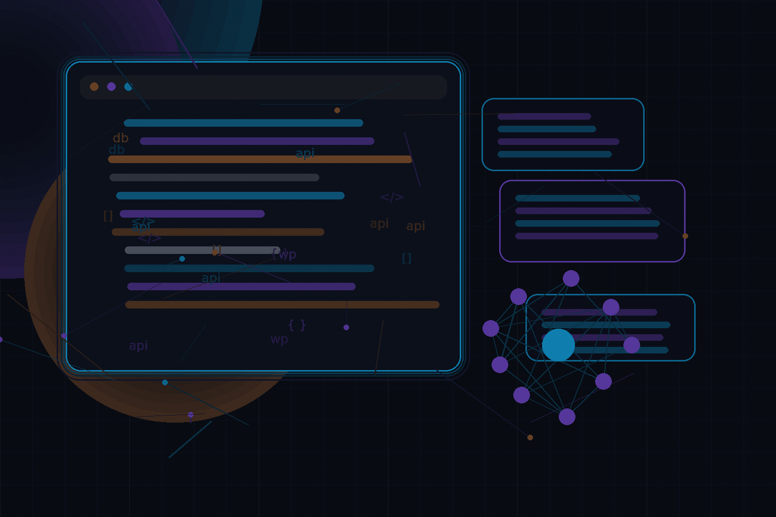 Technical editorial illustration for WordPress and email deliverability: SMTP, transactional mail, and debugging