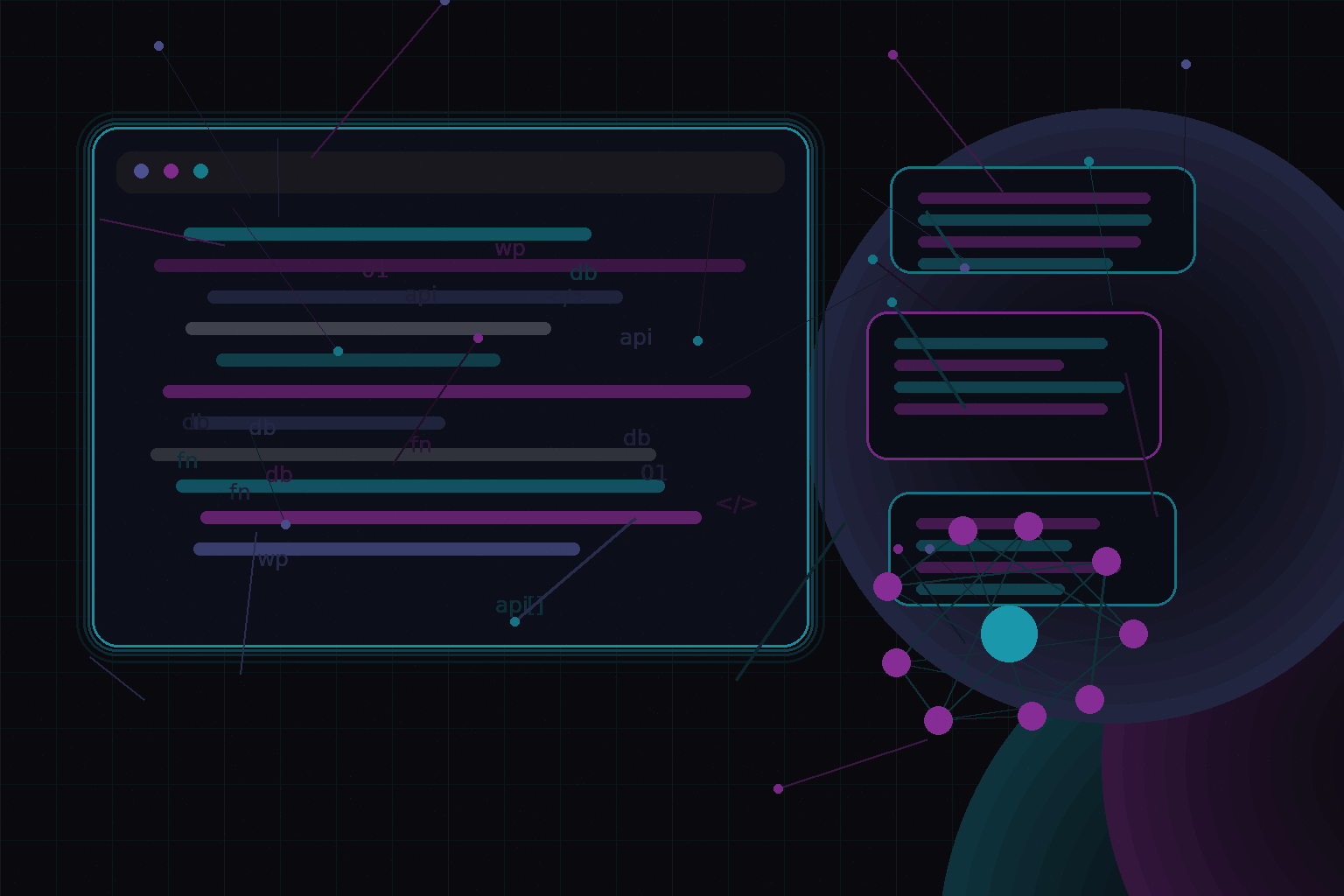 Technical editorial illustration for WordPress and email deliverability: SMTP, transactional mail, and debugging