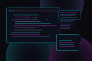 Dark technical editorial illustration for Building reusable WordPress theme blocks without overengineering