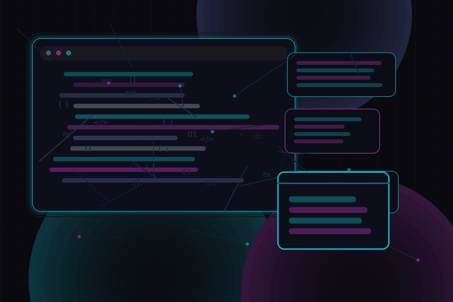 Technical editorial illustration for Building reusable WordPress theme blocks without overengineering