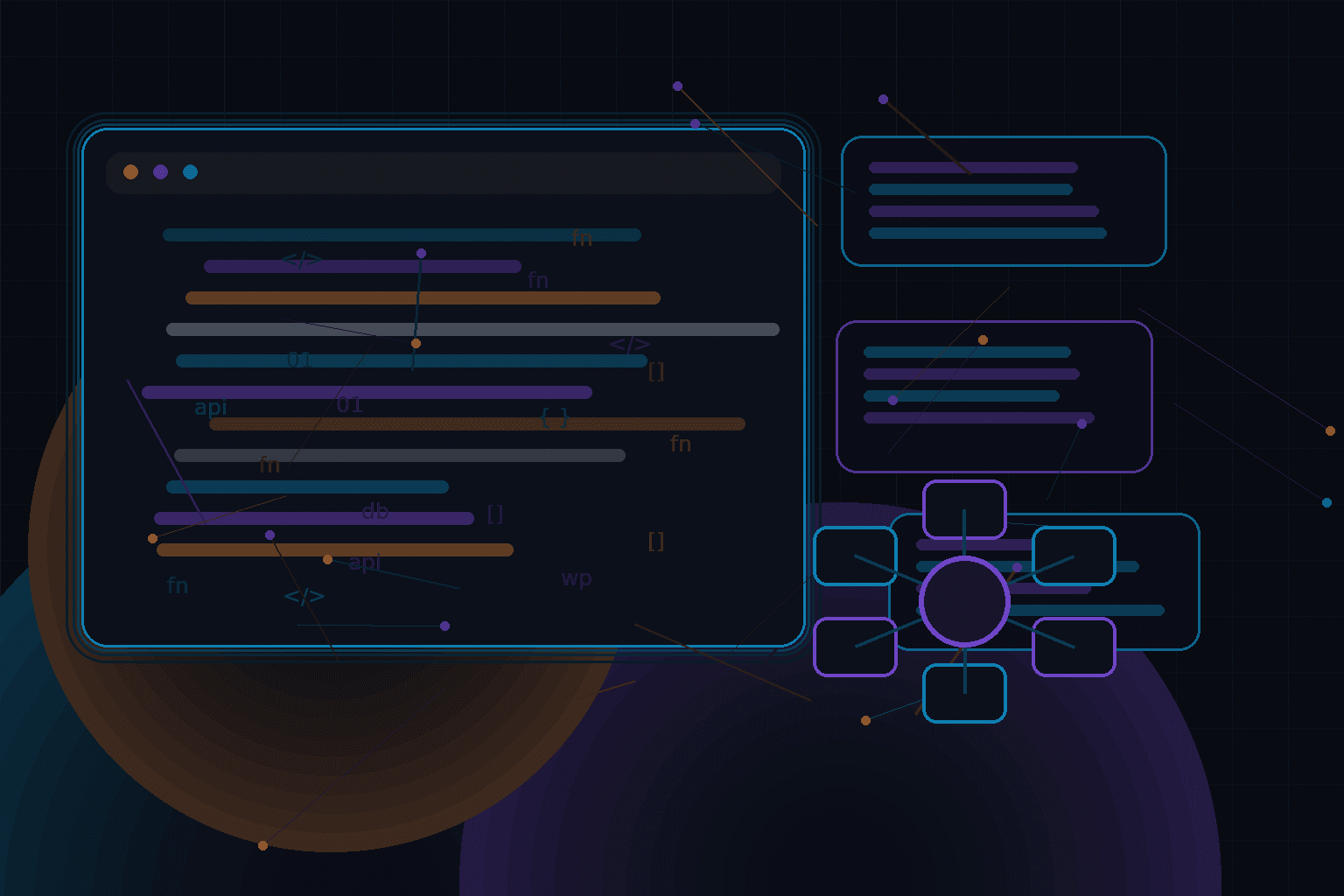 Technical editorial illustration for WordPress accessibility basics developers often miss