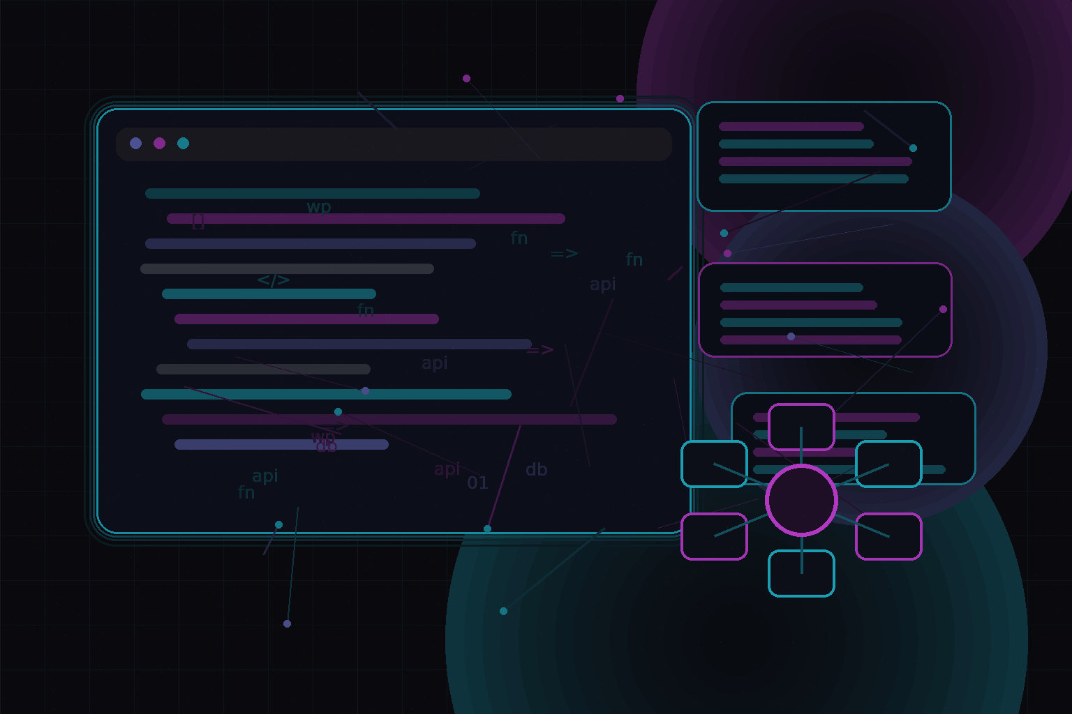 Technical editorial illustration for WordPress accessibility basics developers often miss
