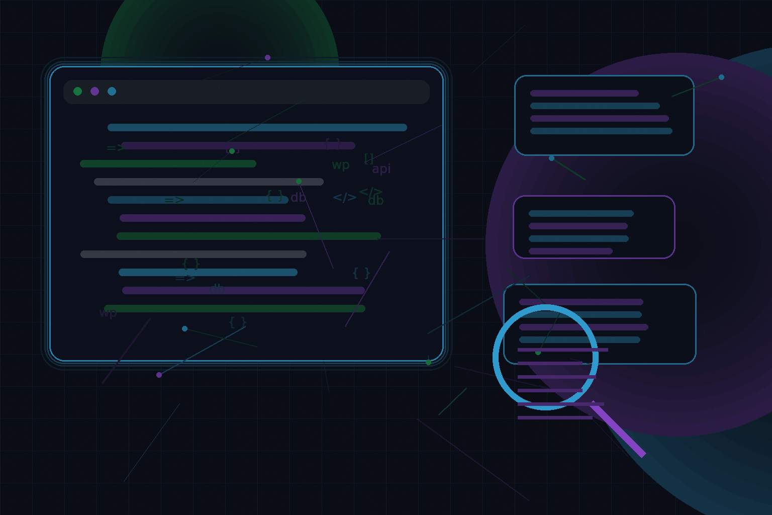 Technical editorial illustration for Building SEO-friendly landing pages in WordPress without page-builder bloat