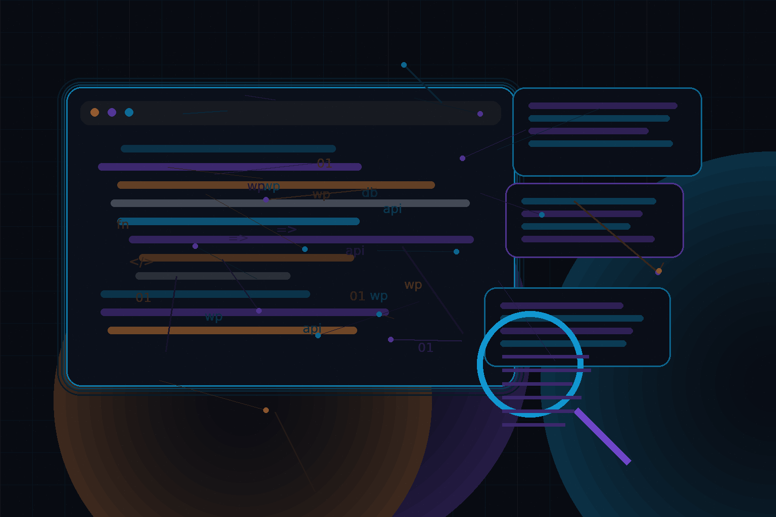 Technical editorial illustration for WordPress URL structure, redirects, and canonical strategy for SEO