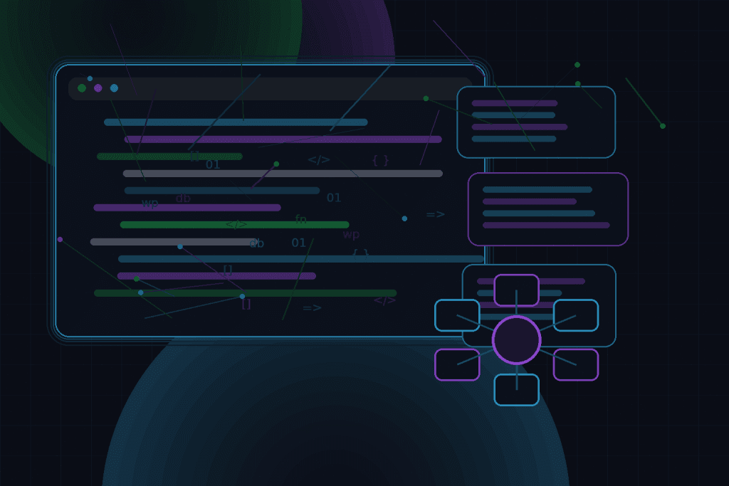 Dark technical editorial illustration for WordPress performance myths: what actually matters in real projects