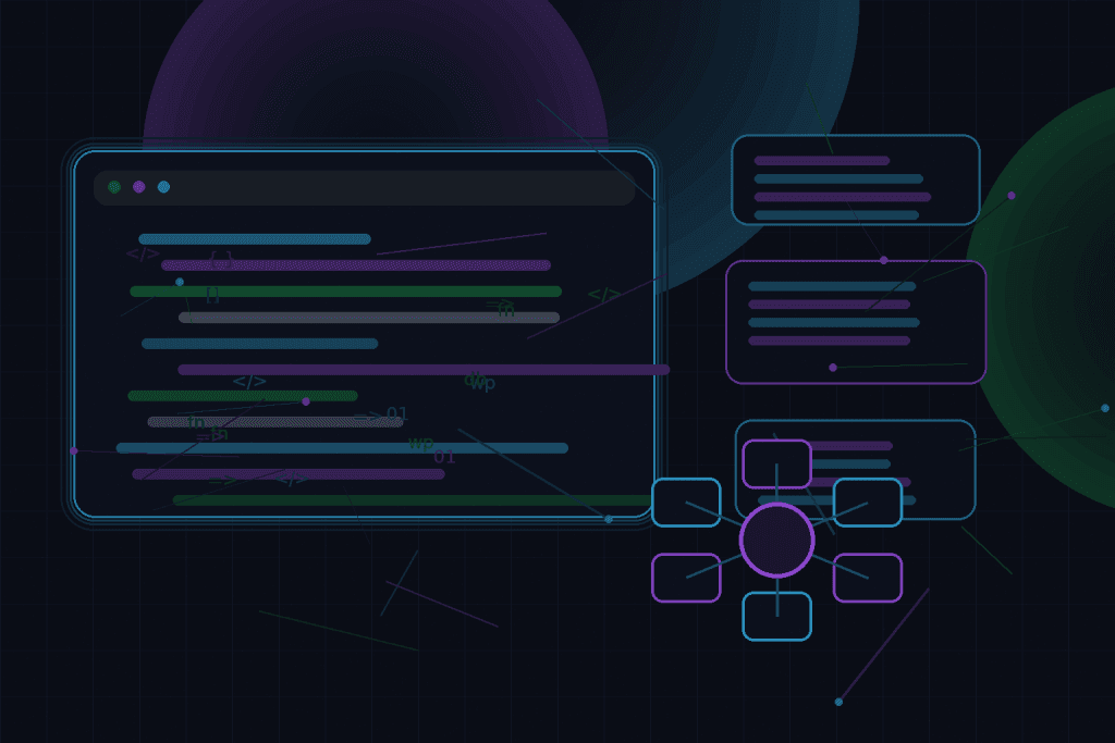Dark technical editorial illustration for WordPress technical debt: how to refactor old sites without breaking revenue