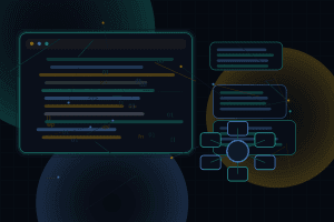 Dark technical editorial illustration for Modeling complex content relationships in WordPress