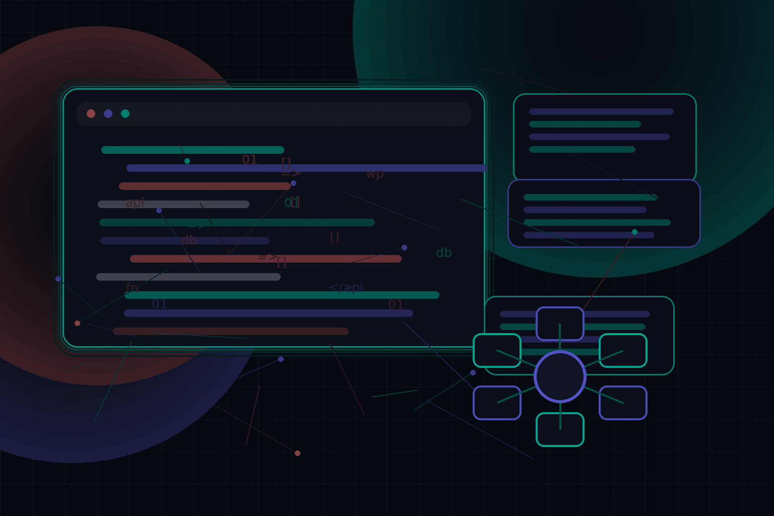 Technical editorial illustration for Modeling complex content relationships in WordPress