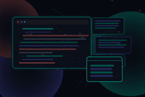 Dark technical editorial illustration for TypeScript patterns that reduce bugs in React projects