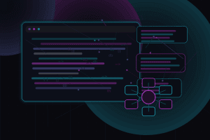 Dark technical editorial illustration for Apache vs Nginx for WordPress