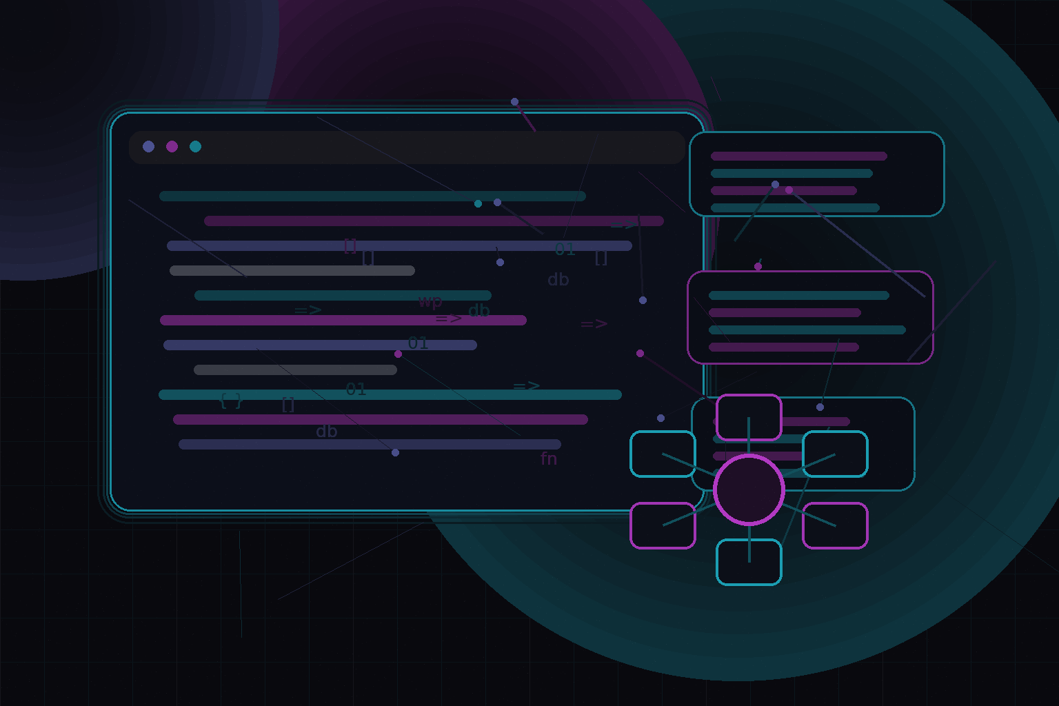 Technical editorial illustration for Apache vs Nginx for WordPress