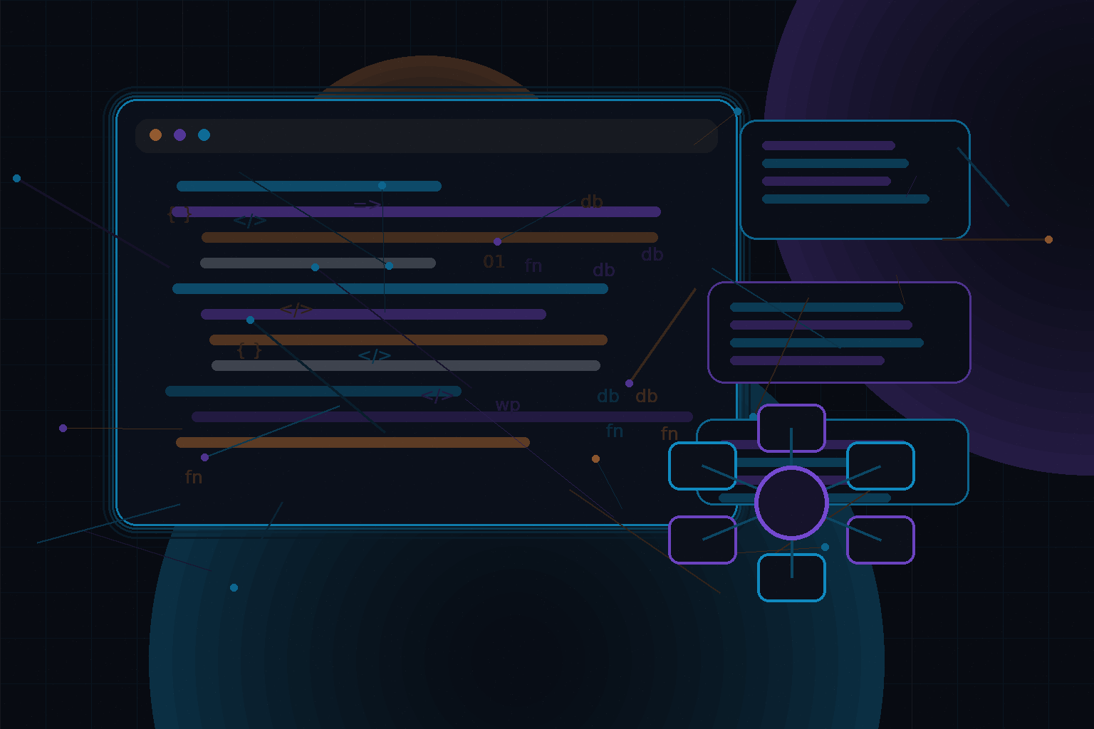 Technical editorial illustration for Apache vs Nginx for WordPress