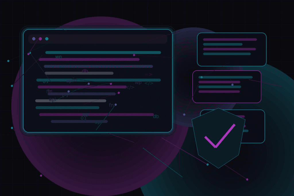 Dark technical editorial illustration for Using Cloudflare rules for WordPress performance and security