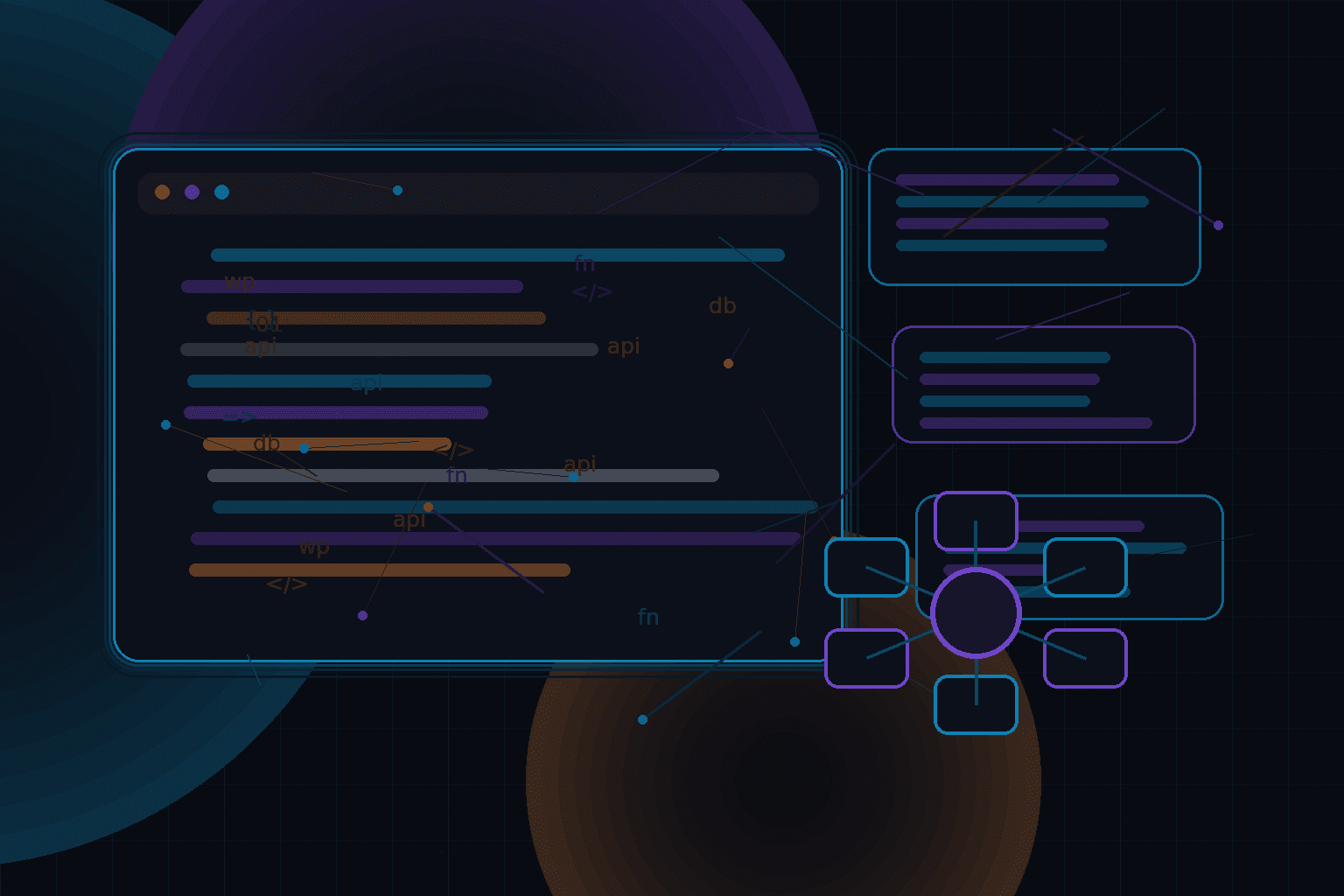 Technical editorial illustration for Safely exposing custom WordPress data to frontend apps