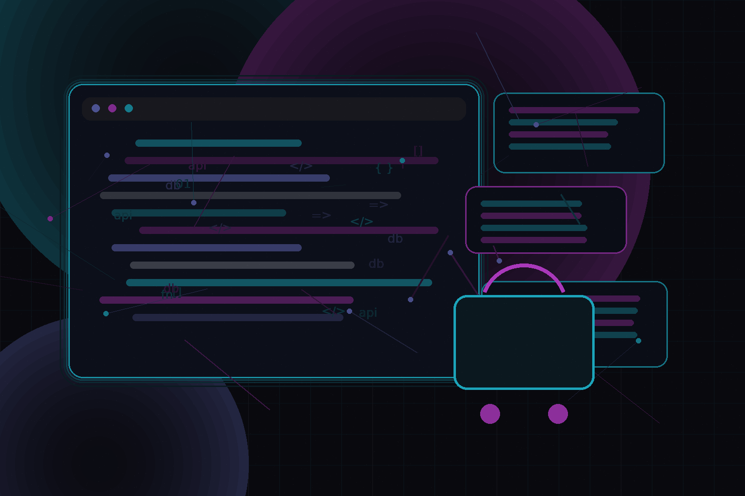 Technical editorial illustration for Synchronizing WooCommerce inventory with external systems