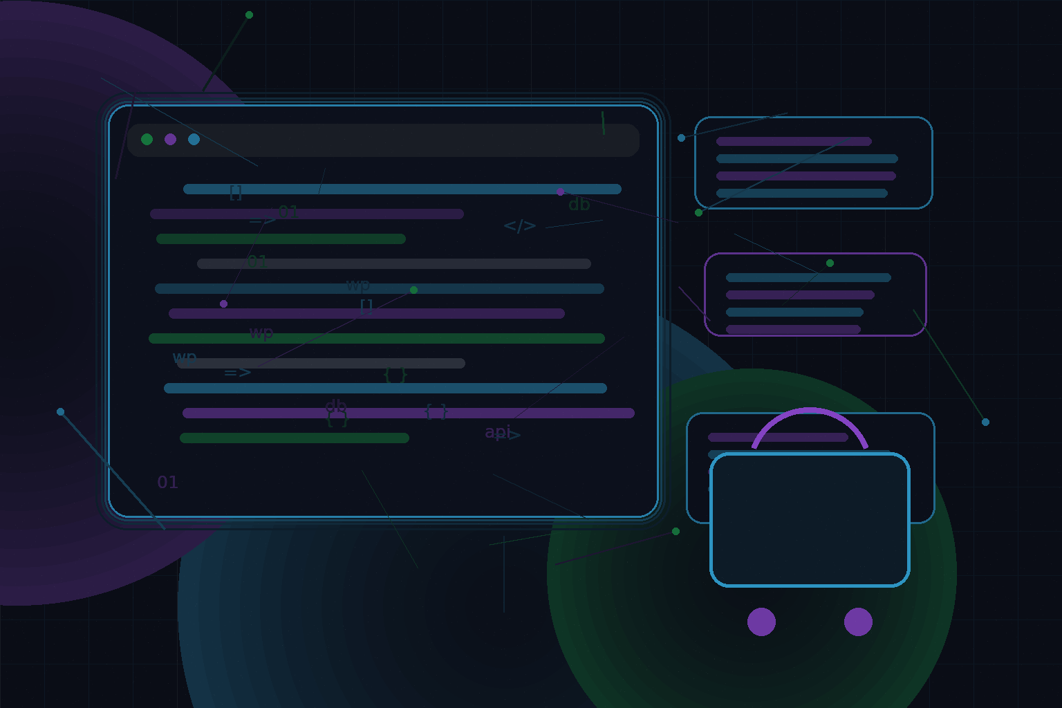 Technical editorial illustration for Synchronizing WooCommerce inventory with external systems