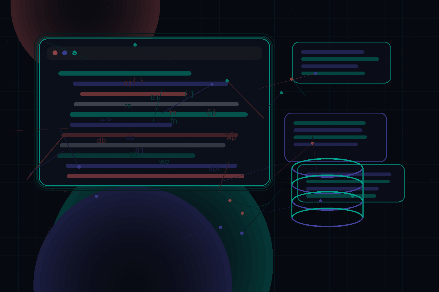 Technical editorial illustration for Using custom database tables in WordPress plugins