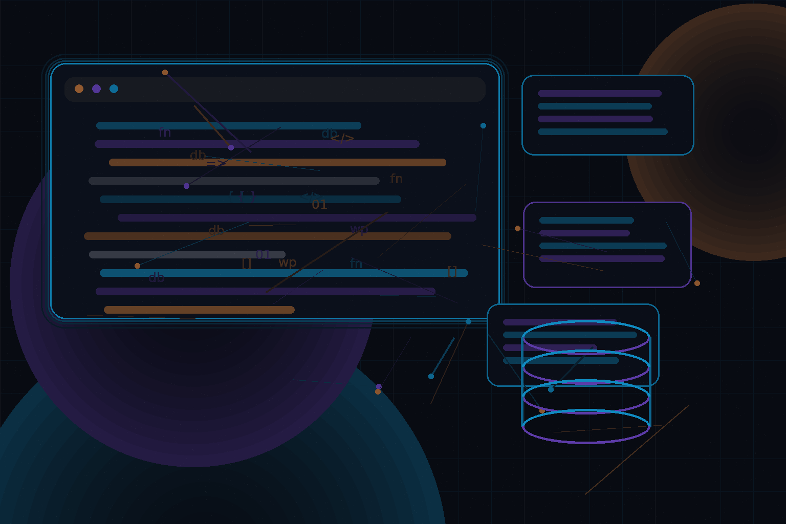 Technical editorial illustration for Using custom database tables in WordPress plugins