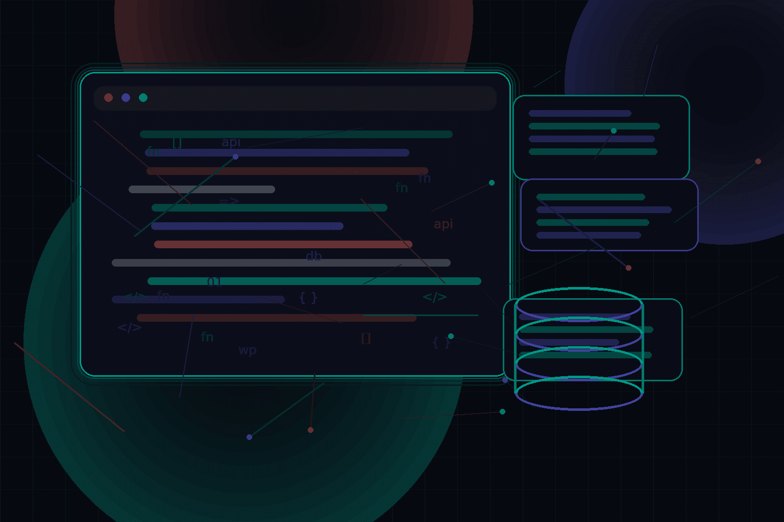 Technical editorial illustration for Using custom database tables in WordPress plugins