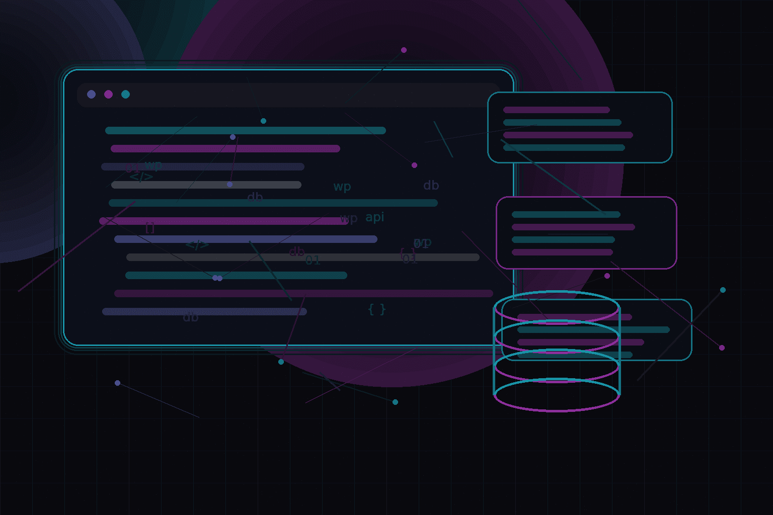 Technical editorial illustration for Slow query analysis for WordPress developers
