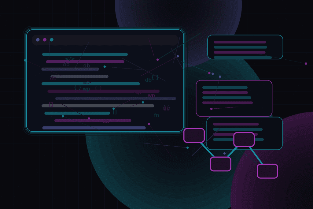 Dark technical editorial illustration for Deploying WordPress with zero downtime using GitHub Actions