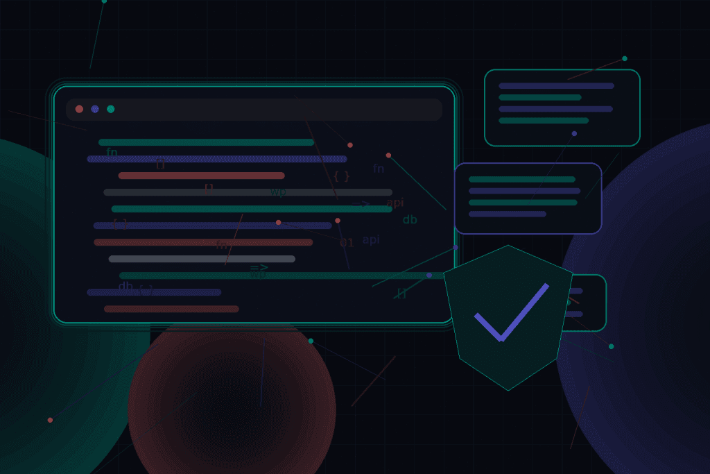 Dark technical editorial illustration for Authentication patterns for WordPress REST API clients