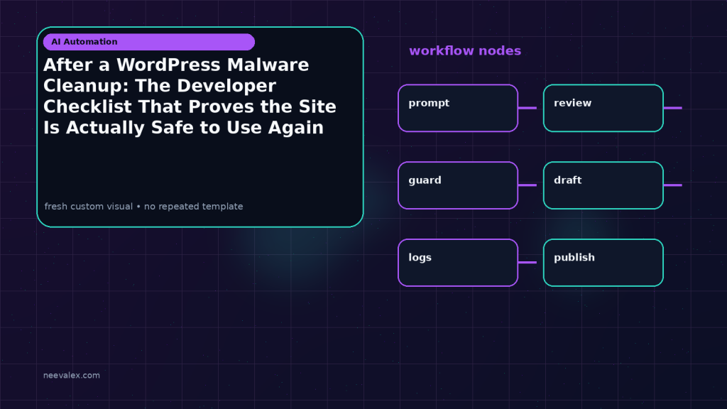 Generated visual related to After a WordPress Malware Cleanup: The Developer Checklist That Proves the Site Is Actually Safe to Use Again