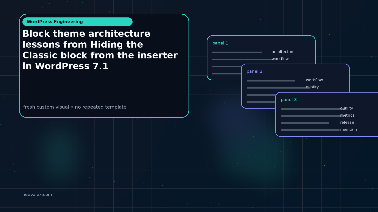 Workflow illustration for Block theme architecture lessons from Hiding the Classic block from the inserter in WordPress 7.1