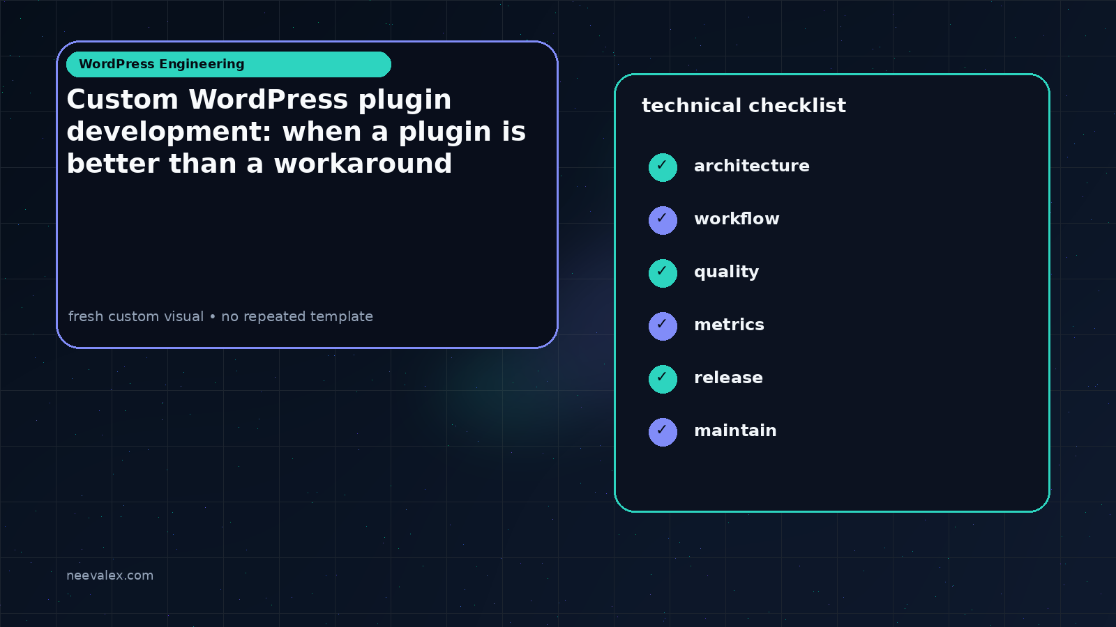 Main article image related to Custom WordPress plugin development: when a plugin is better than a workaround