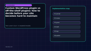 Generated visual related to Custom WordPress plugin vs off-the-shelf plugins: how to decide before your site becomes hard to maintain
