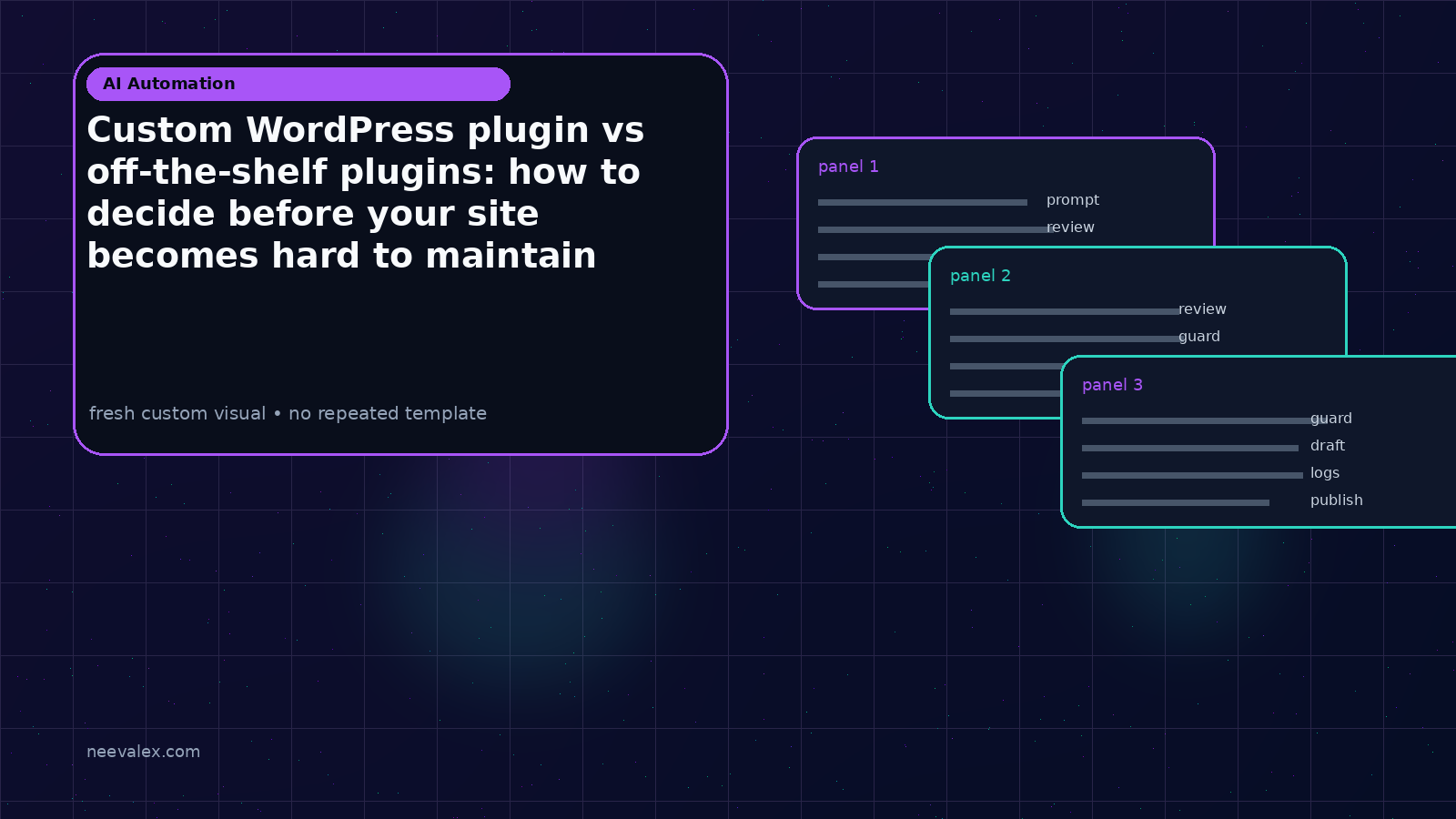 Visual example for Custom WordPress plugin vs off-the-shelf plugins: how to decide before your site becomes hard to maintain