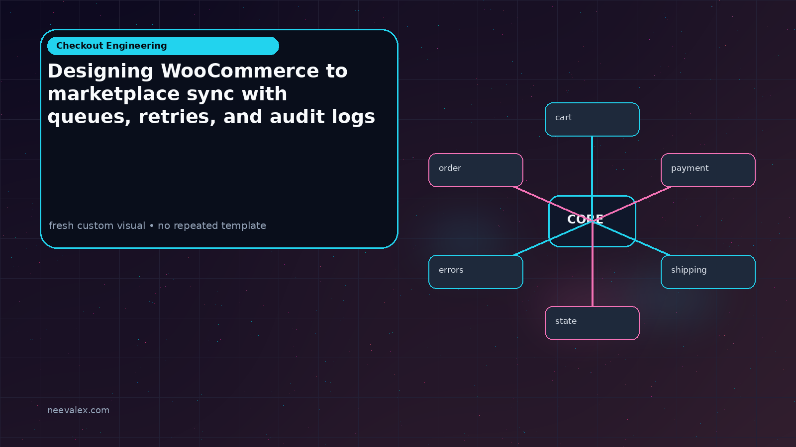 Workflow illustration for Designing WooCommerce to marketplace sync with queues, retries, and audit logs
