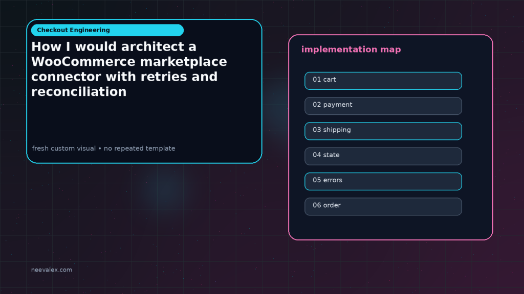 Generated visual related to How I would architect a WooCommerce marketplace connector with retries and reconciliation
