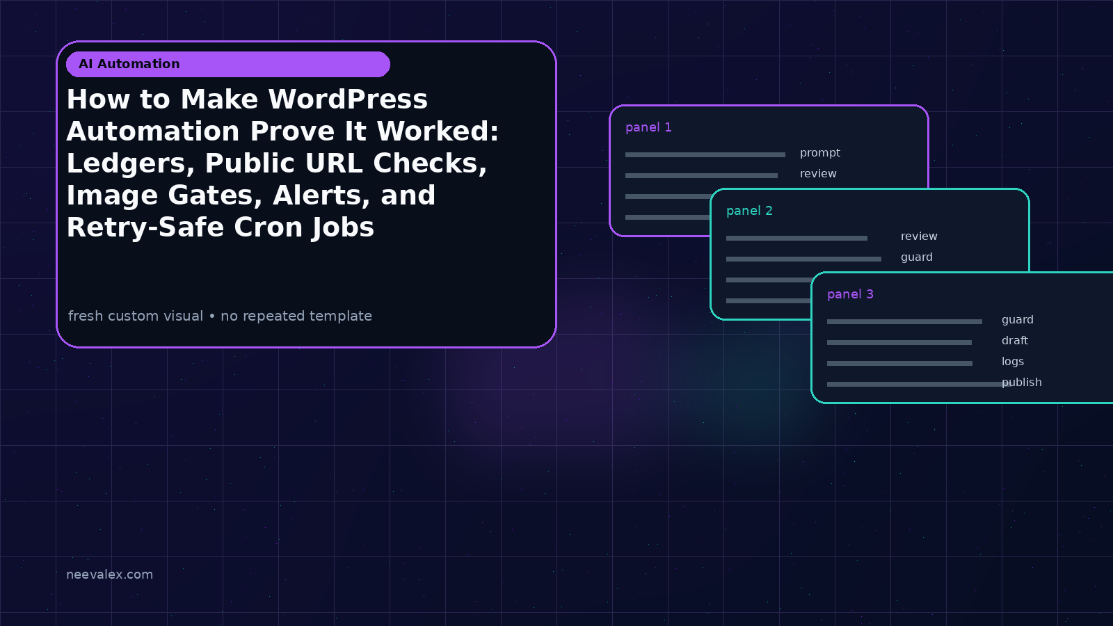 Visual example for How to Make WordPress Automation Prove It Worked: Ledgers, Public URL Checks, Image Gates, Alerts, and Retry-Safe Cron Jobs
